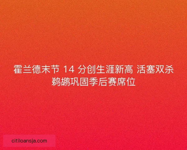 霍兰德末节 14 分创生涯新高 活塞双杀鹈鹕巩固季后赛席位
